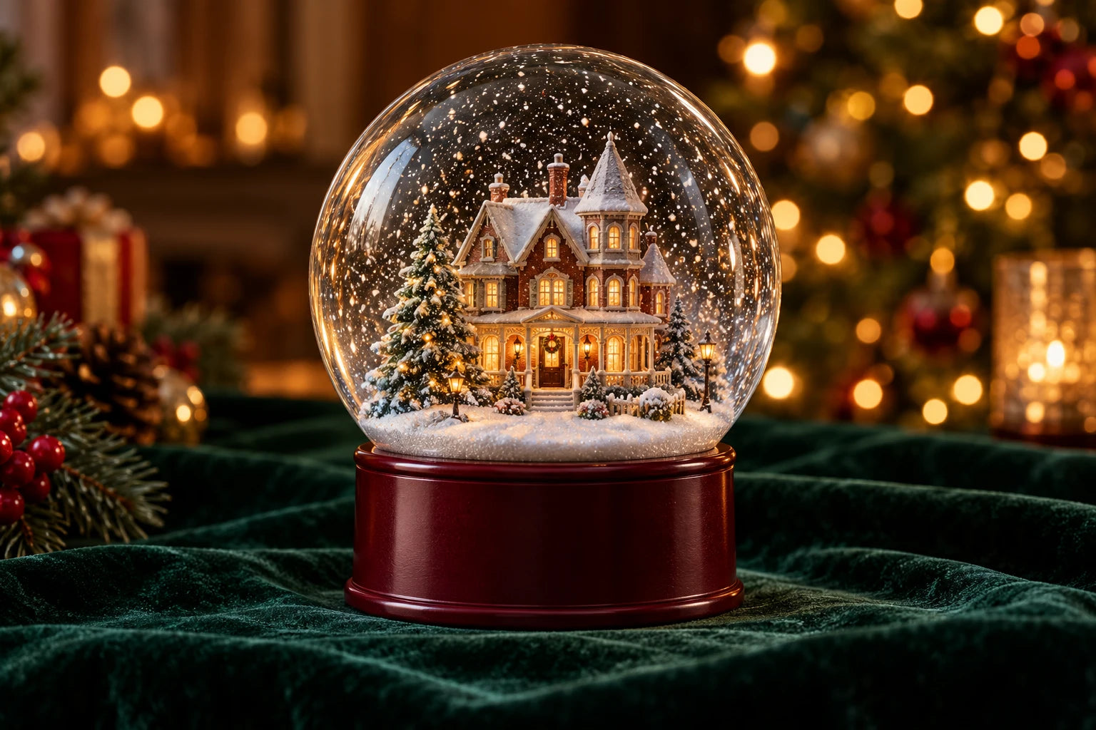 Illustrative Christmas snow globe