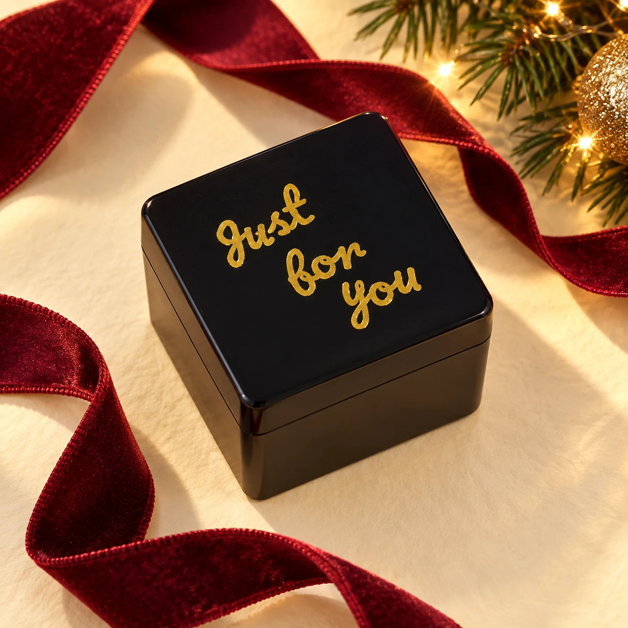 The Naughty List black prank box — closed lid